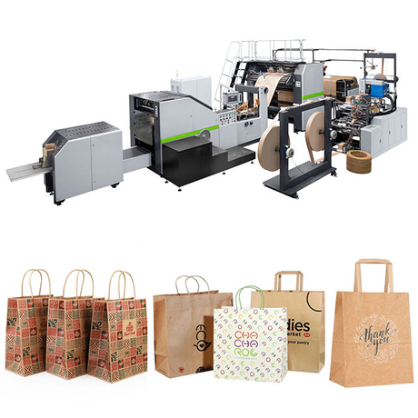 Máquina de bolsas de papel totalmente automática RKHF-450TF con mango plano y retorcido