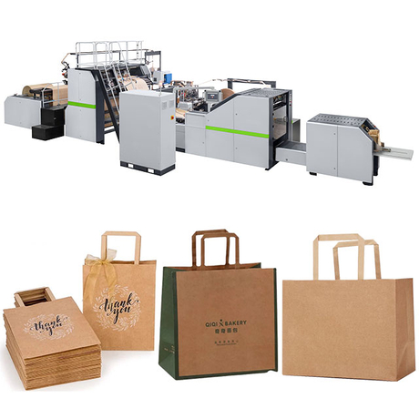 Máquina de bolsas de papel completamente automática RKHF-450F con mango plano