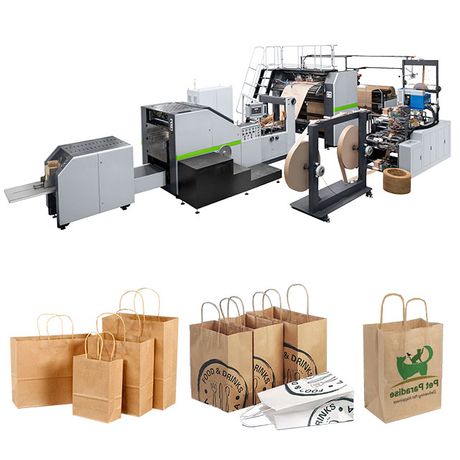 Máquina de bolsas de papel totalmente automática RKHF-330T con mango retorcido 